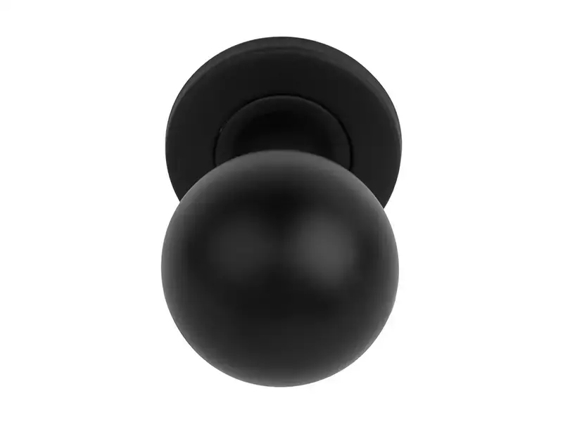 Voordeurknop Zwart Rond 50 mm Vast op Rozet – LB501
