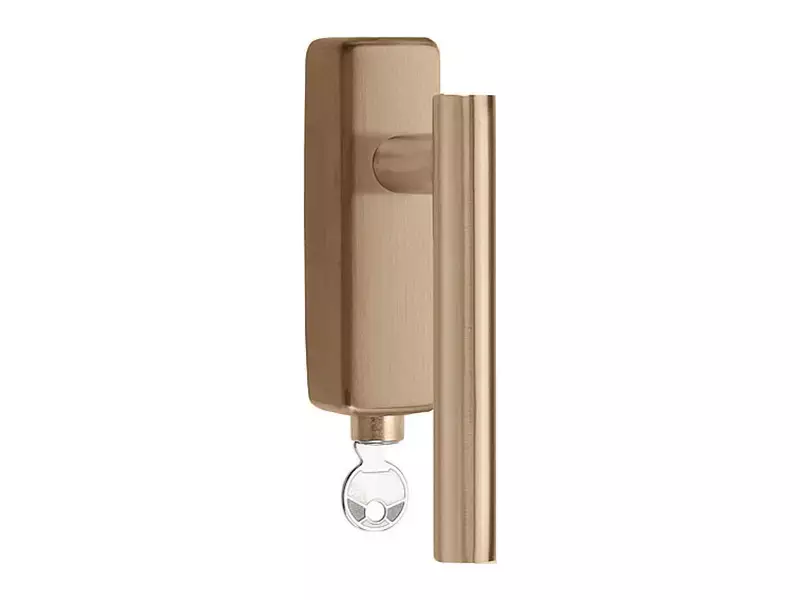 Draaikiep raamkruk licht brons PVD Afsluitbaar LB7-DKLOCK-O