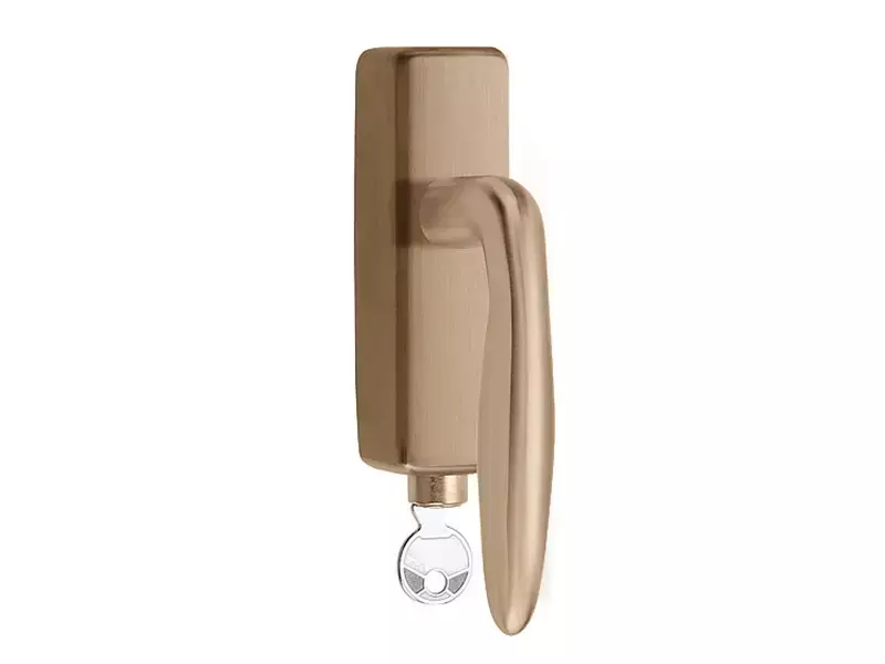 Draaikiep raamkruk licht brons PVD Afsluitbaar LB18H-DKLOCK-O