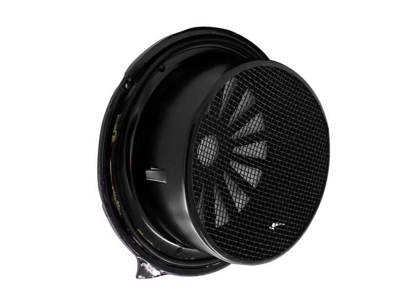 Ventilatierooster Zwart rond Retro 185mm voor buis 150mm