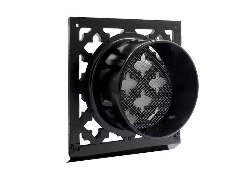 Ventilatierooster Zwart vierkant Retro 160x160mm voor buis 100mm