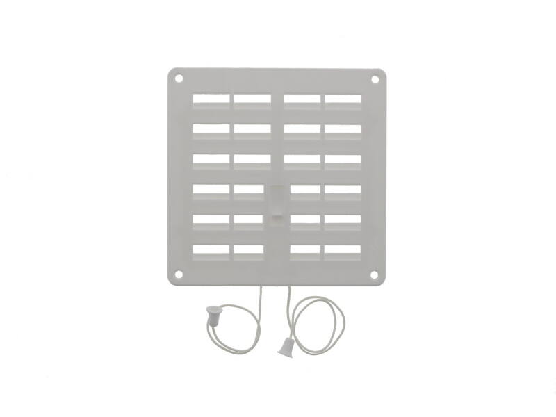 Ventilatierooster Wit kunststof 160x160mm afsluitbaar met trekkoord