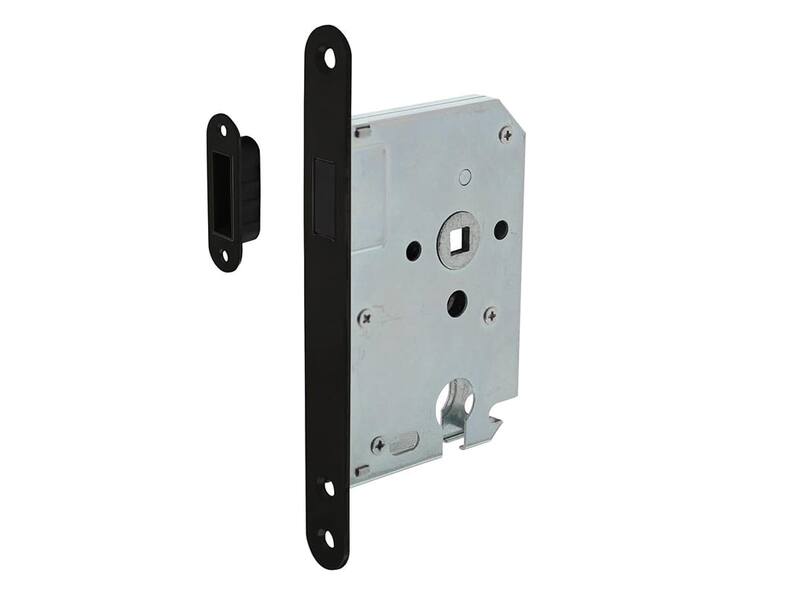 Intersteel Woningbouw magneet cilinder dag- en nachtslot 55mm, voorplaat afgerond zwart