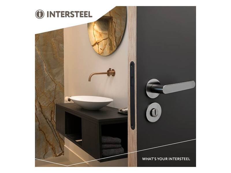 Intersteel Woningbouw magneet badkamer/toilet slot 63/8mm, voorplaat afgerond zwart