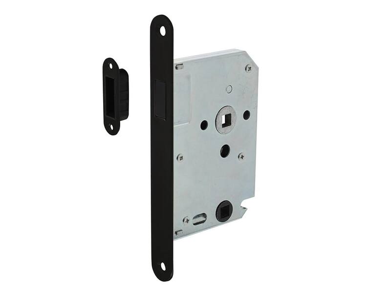 Intersteel Woningbouw magneet badkamer/toilet slot 63/8mm, voorplaat afgerond zwart