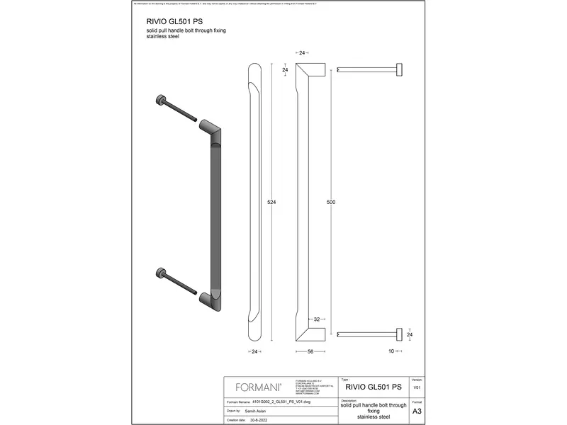 Deurgreep Brons Formani Gensler Rivio GL501PS