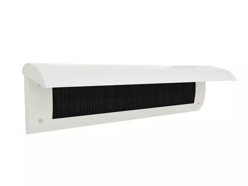 Tochtklep Cremewit RAL9001 kunststof Deco met borstel