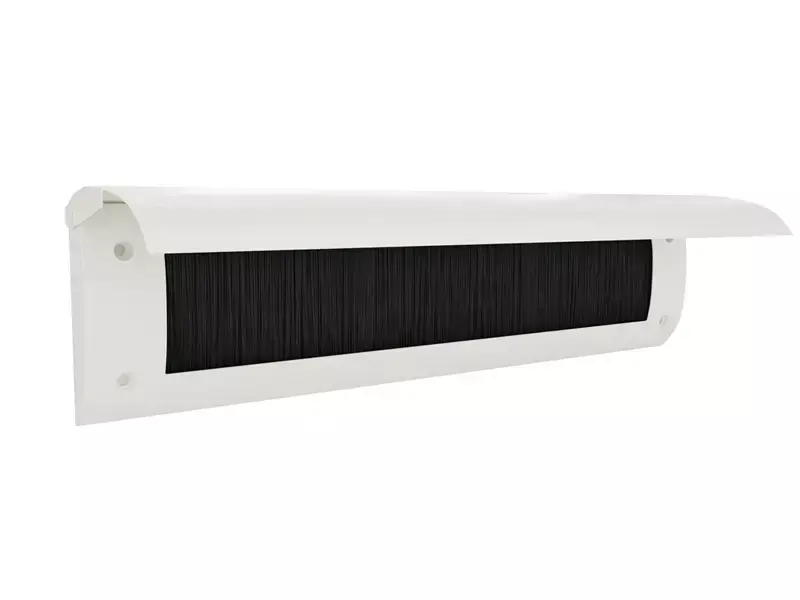Tochtklep Wit RAL9010 kunststof houder, metalen klep Luxe met borstel