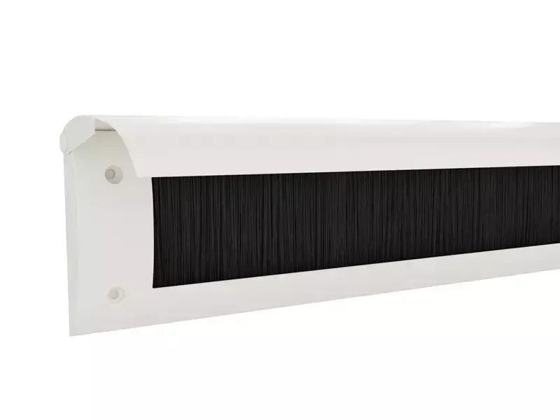 Tochtklep Wit RAL9010 kunststof houder, metalen klep Luxe met borstel