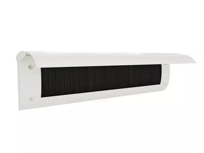 Tochtklep Wit RAL9003 kunststof houder, metalen klep Luxe met borstel