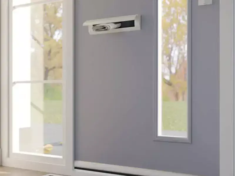 Tochtklep Wit RAL9003 kunststof houder, metalen klep Luxe met borstel