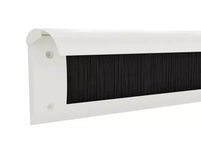 Tochtklep Wit RAL9003 kunststof houder, metalen klep Luxe met borstel