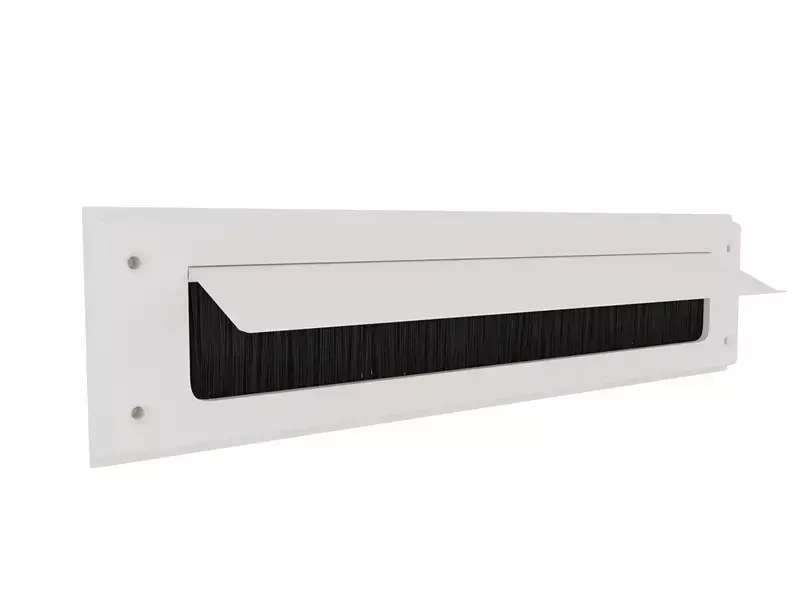 Tochtklep Wit RAL9016 Classic met borstel 86 x 345mm