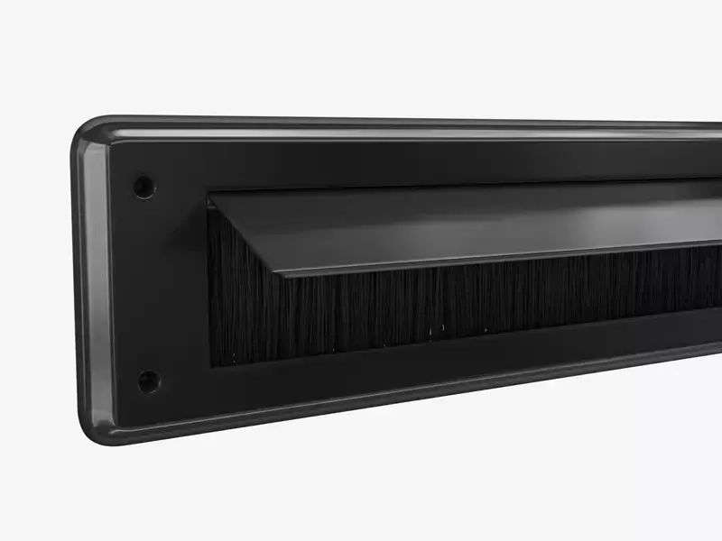 Tochtklep Zwart Classic met borstel 86 x 345mm