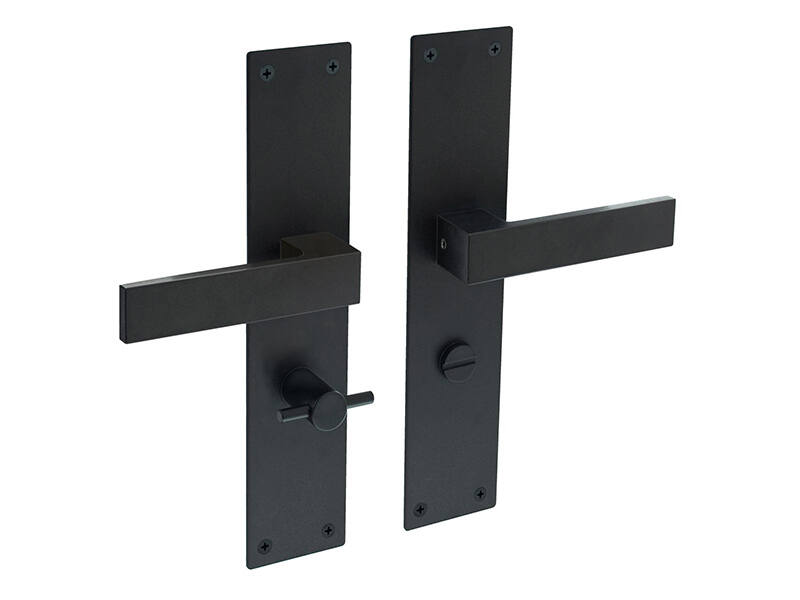 Intersteel Deurkruk Zwart Amsterdam op schild 250x55x2mm WC63 8mm stift
