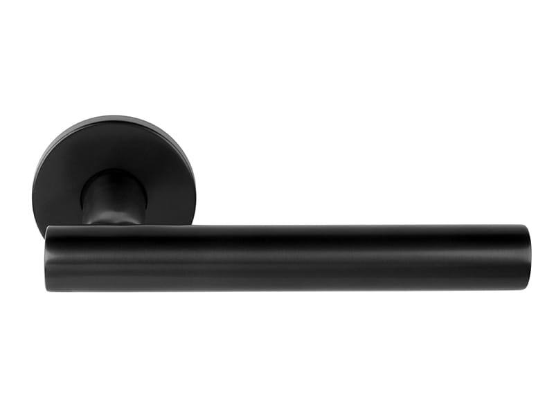 Deurklink Zwart Rome 135mm op ronde verende rozet
