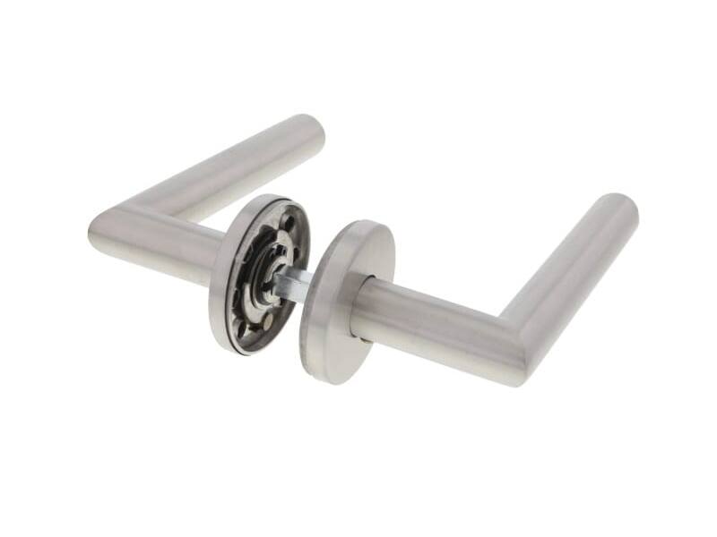 Deurklink RVS Milaan 135mm op ronde verende rozet