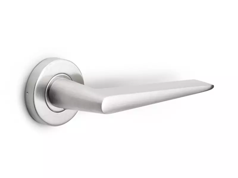 Deurklink RVS Maniago 128mm op ronde verende rozet
