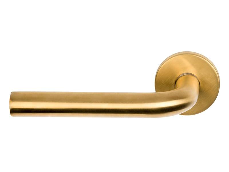 Deurklink Mat goud PVD Verona 135mm op ronde verende rozet