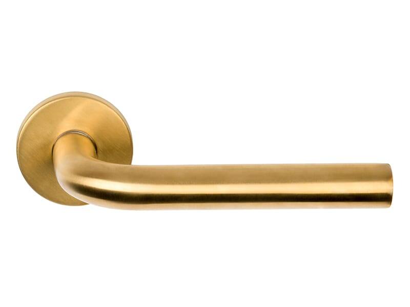 Deurklink Mat goud PVD Verona 135mm op ronde verende rozet