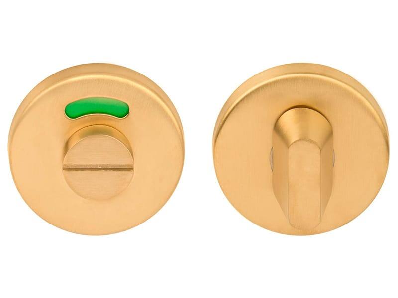 WC-sluiting Mat goud PVD Intro rond 52mm, 6mm dik rood-groen indicatie 8mm wc stift