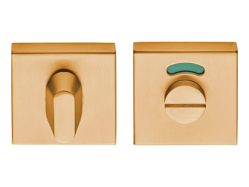 WC-sluiting Mat goud PVD Intro vierkant 53mm met rood-groen indicatie