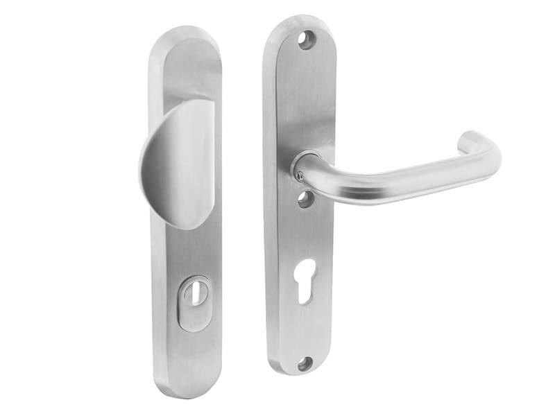 Intersteel Veiligheidsbeslag SKG*** profielcilindergat 72 mm met kerntrekbeveiliging ovaal voordeurbeslag massief RVS