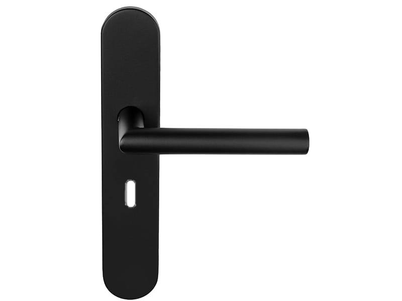 Deurkruk Zwart Basics LB2-19P13 geveerd op schild SL56
