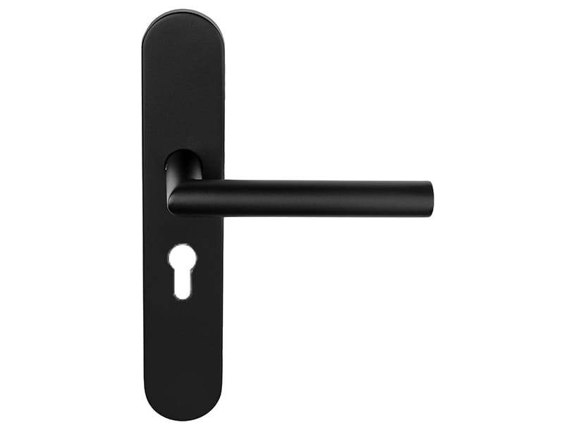 Deurkruk Zwart Basics LB2-19P13 geveerd op schild PC55