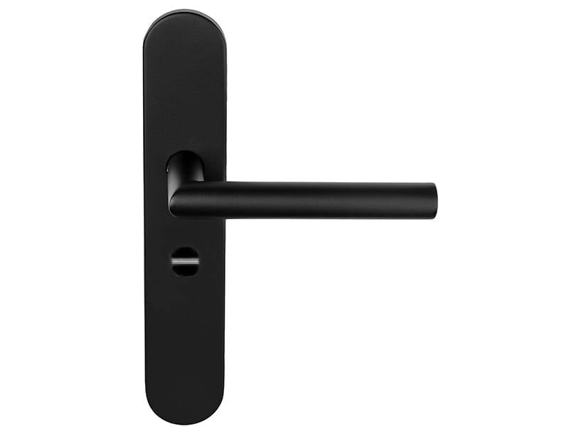 Deurkruk Zwart Basics LB2-19P13 geveerd op schild WC63