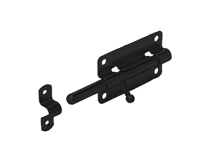 Plaatgrendel Zwart 80x50mm Uitslag pen 40mm, pen 10mm dik