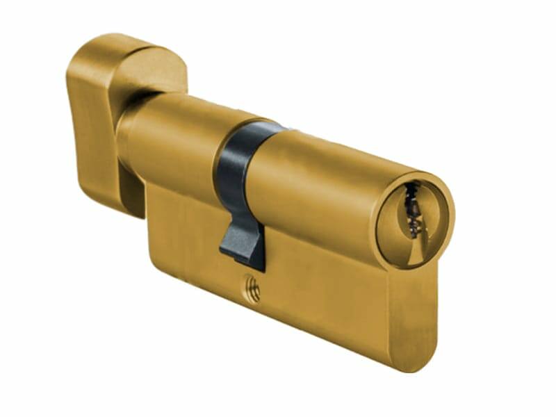 Knopcilinder dubbel Messing 35/40mm SKG2, knop 5mm en sleutelzijde 10mm verlengd