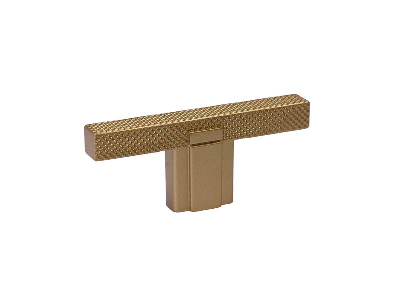 Meubelknop T- Knop strakke ribb Mat Goud