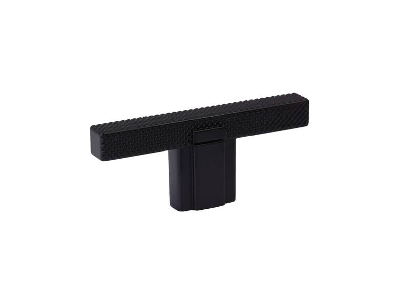 Meubelknop T- Knop strakke ribb Zwart