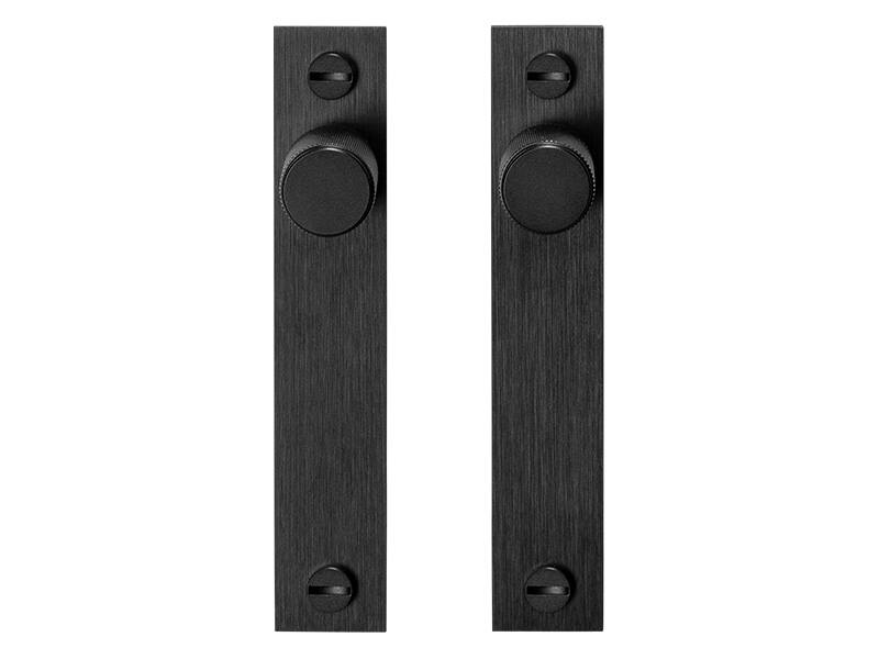 Meubelknop Cross met plaat Zwart diamond-cut rond 20mm 130x24mm