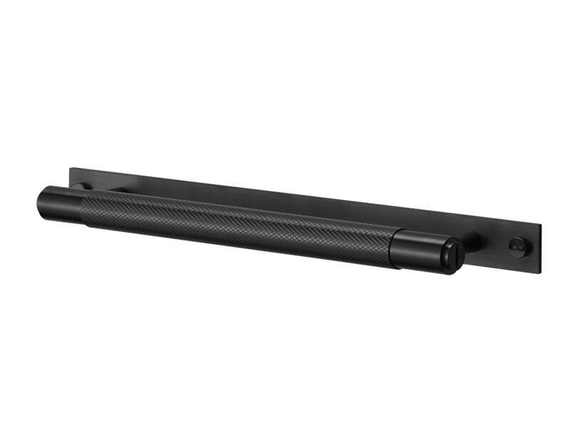 Meubelgreep Cross met plaat Zwart diamond-cut 360mm 400mm, h.o.h. 325mm