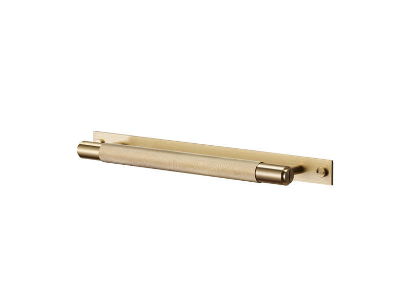 Meubelgreep Cross met plaat Messing diamond-cut 160mm 200mm, h.o.h. 125mm
