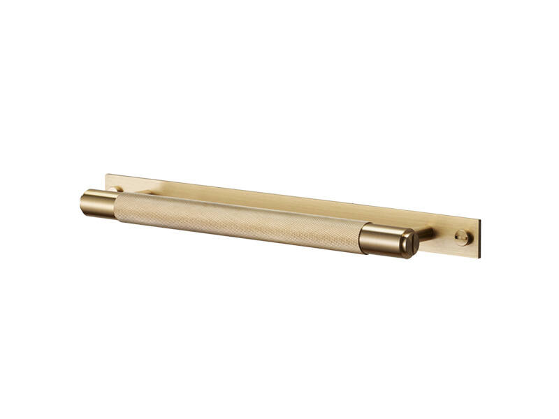 Meubelgreep Cross met plaat Messing diamond-cut 260mm 300mm, h.o.h. 225mm