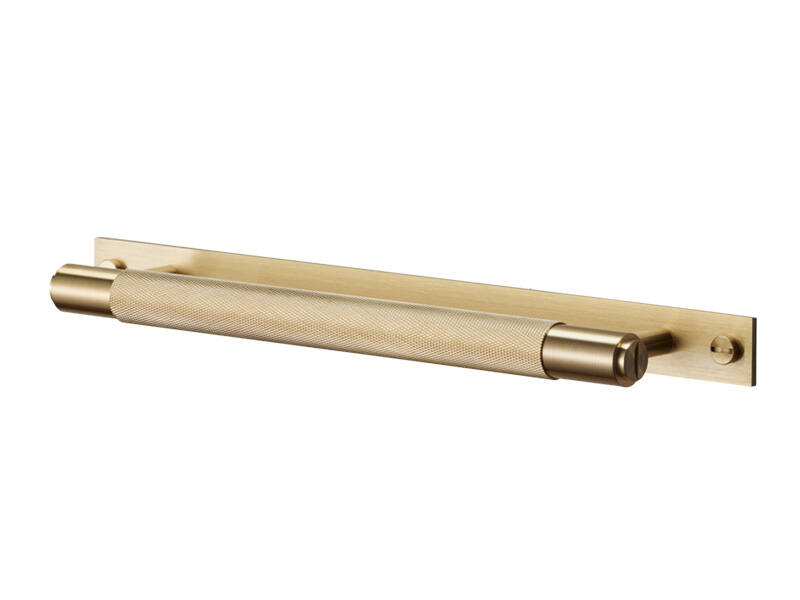 Meubelgreep Cross met plaat Messing diamond-cut 360mm 400mm, h.o.h. 325mm