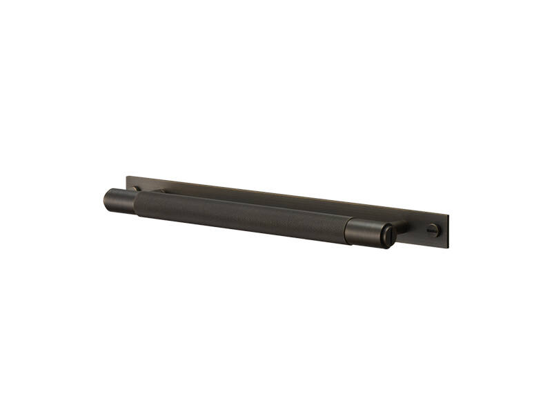 Meubelgreep Cross met plaat Brons diamond-cut 160mm 200mm, h.o.h. 125mm