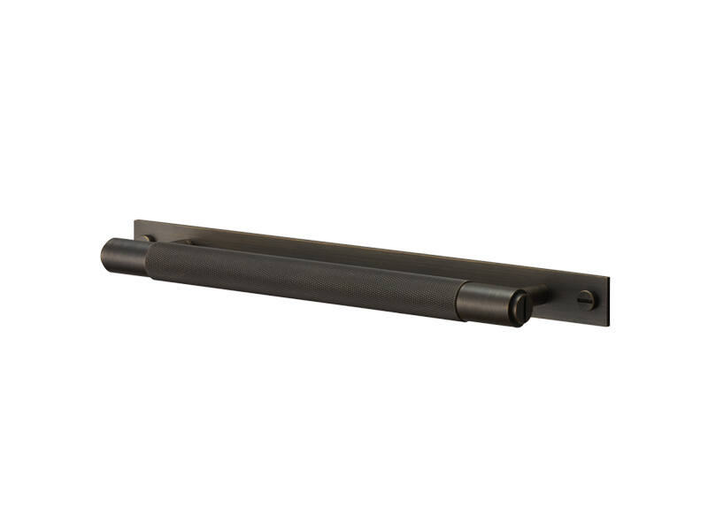 Meubelgreep Cross met plaat Brons diamond-cut 260mm 300mm, h.o.h. 225mm