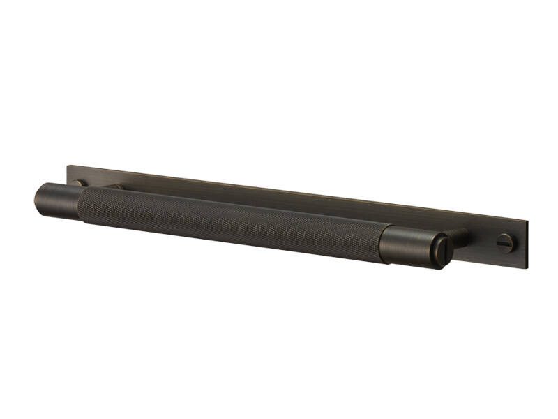 Meubelgreep Cross met plaat Brons diamond-cut 360mm 400mm, h.o.h. 325mm