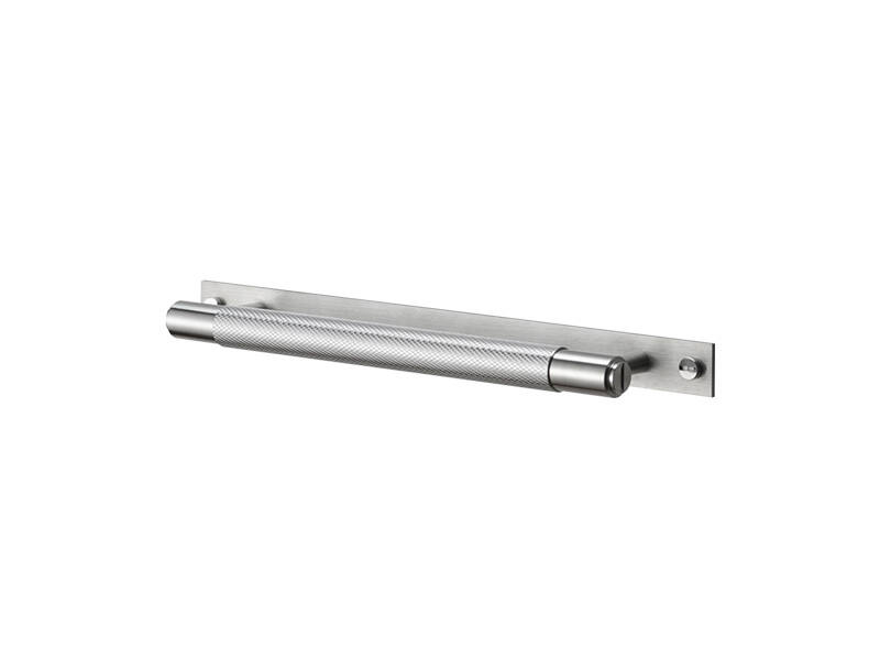 Meubelgreep Cross met plaat RVS diamond-cut 160mm 200mm, h.o.h. 125mm