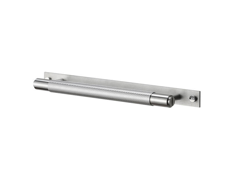 Meubelgreep Cross met plaat RVS diamond-cut 260mm 300mm, h.o.h. 225mm
