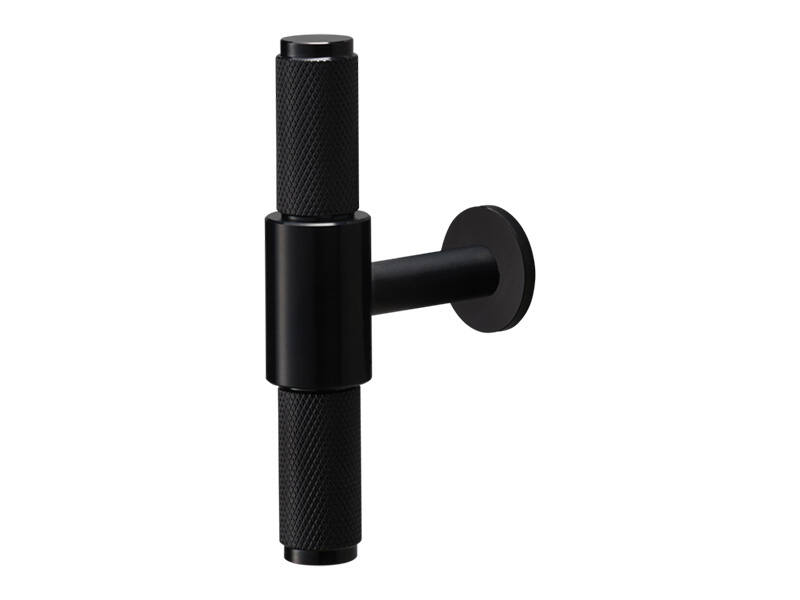 Meubelknop Cross T-greep Zwart diamond-cut 95mm