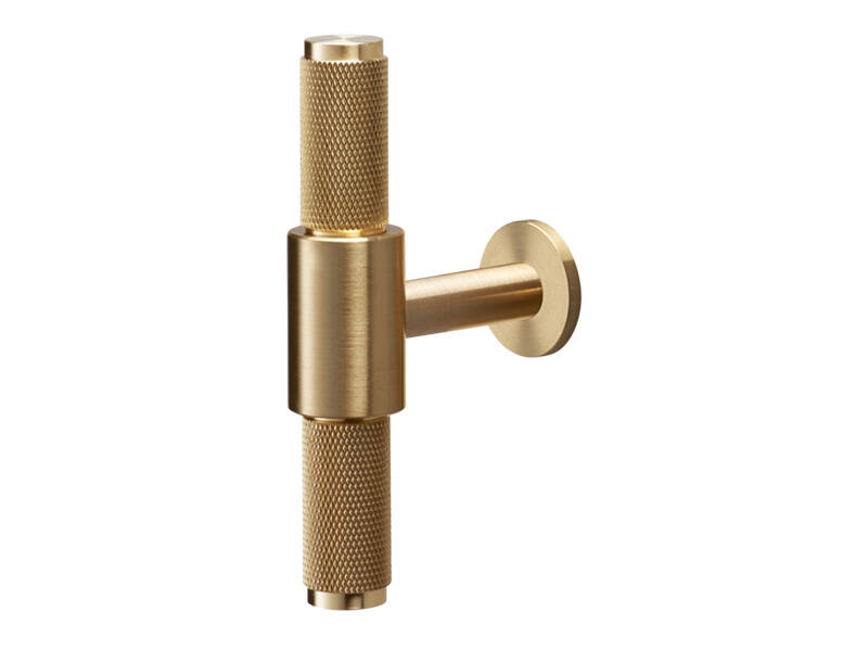 Meubelknop Cross T-greep Messing diamond-cut 95mm