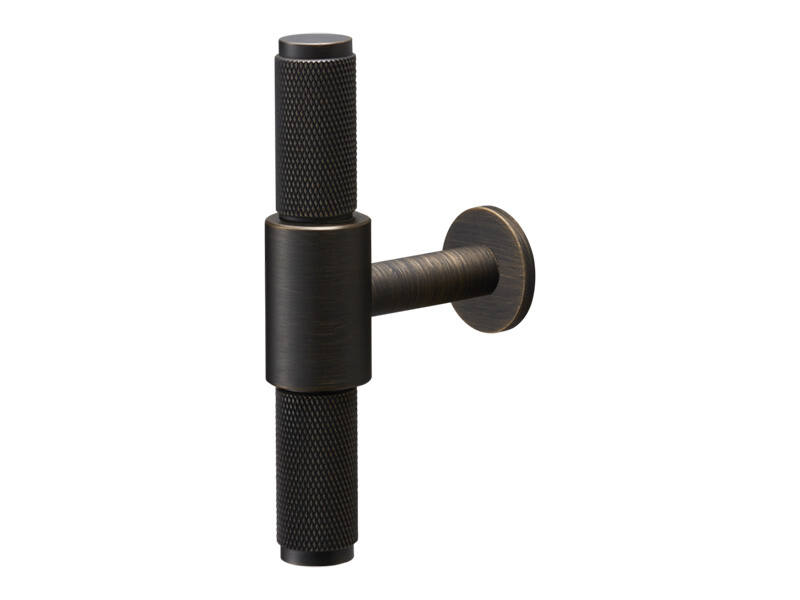 Meubelknop Cross T-greep Brons diamond-cut 95mm