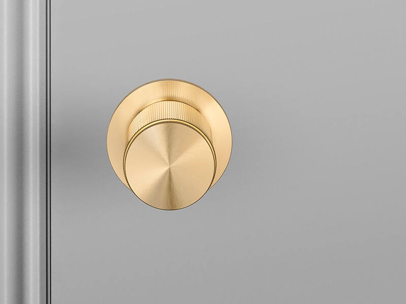 Knopkruk Linear Messing stripe milled op ronde rozet Rond 40mm