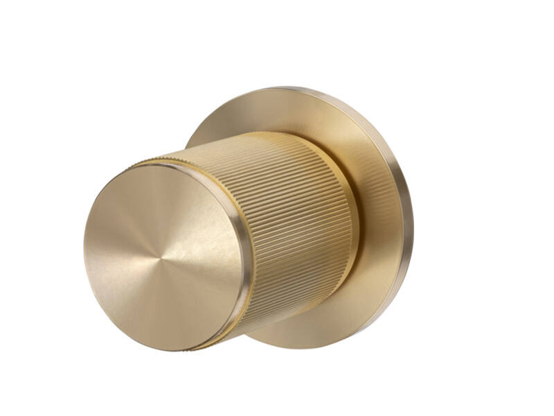 Knopkruk Linear Messing stripe milled op ronde rozet Rond 40mm