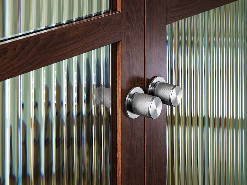 Knopkruk Linear RVS stripe milled op ronde rozet Rond 40mm